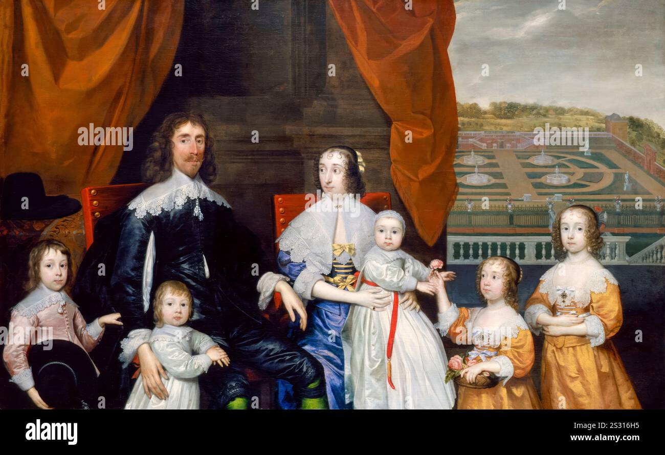 Die Familie Capel, Familienporträt in Öl auf Leinwand von Cornelius Johnson (Cornelius Janssen van Ceulen), um 1640 Stockfoto