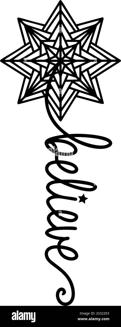 Elegante Schneeflocken-Silhouette mit überzeugendem Text. Vektorformat für saisonale Designs und Dekorationen Stock Vektor