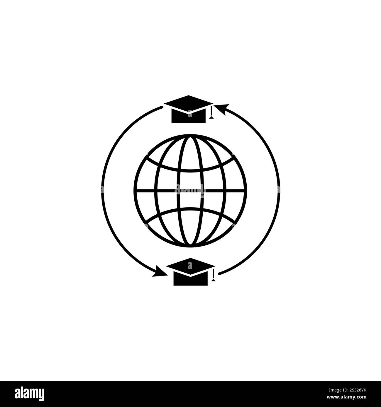 Student Exchange Program, Global Education Solid Flat Vector Symbol isoliert auf weißem Hintergrund. Stock Vektor