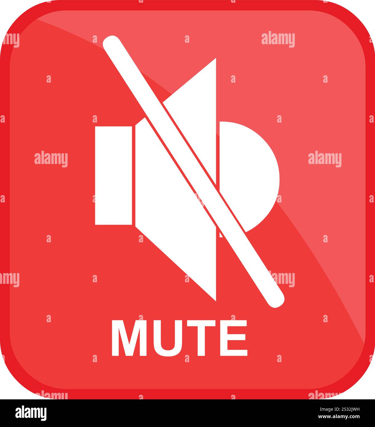 Rote und weiße Taste für den Stummschaltmodus der Vektorgrafik Stock Vektor