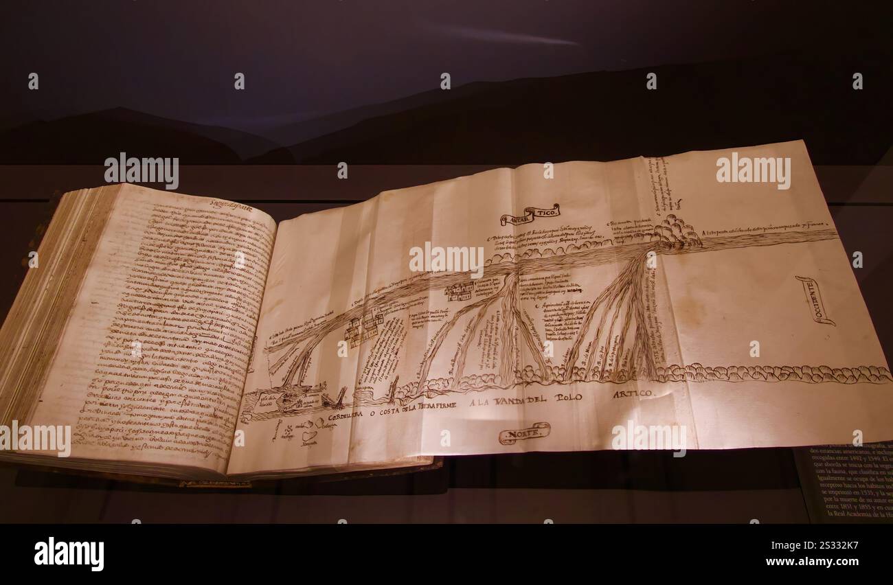 1526-1557 Manuskript General and Natural History of the Indies Parts 1 und 2 von Gonzalo Fernandez de Oviedo Royal Collections Gallery Madrid Spanien Stockfoto