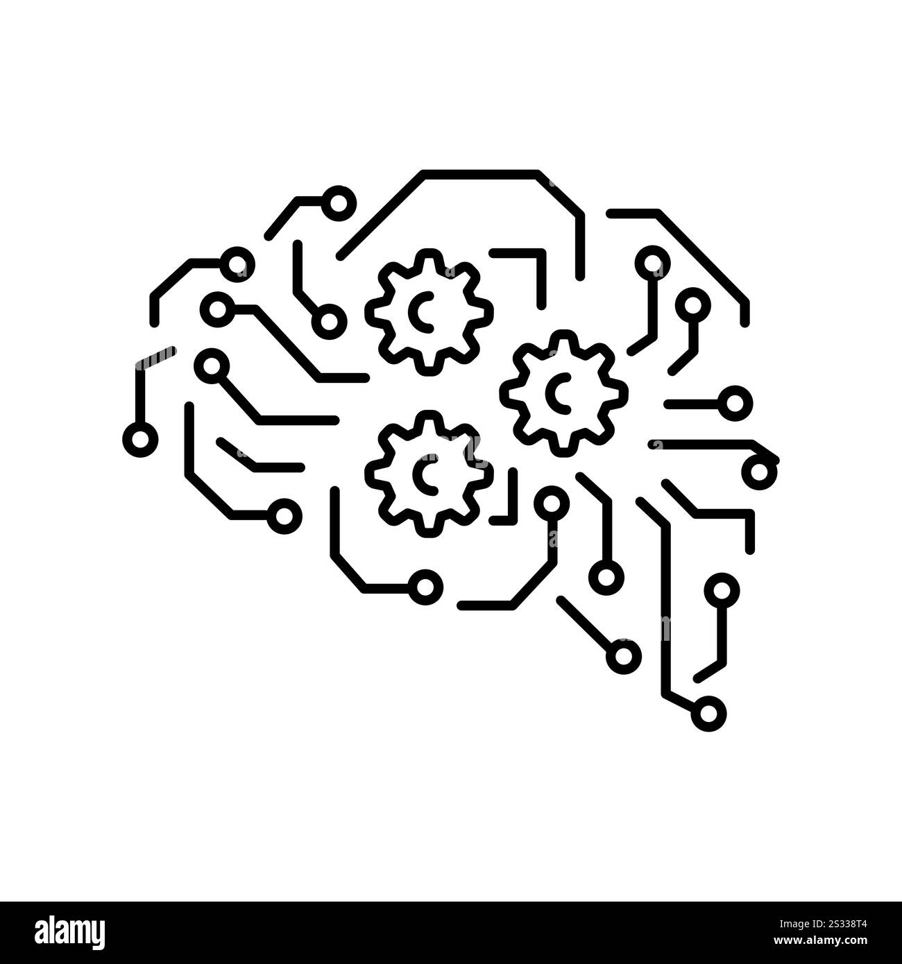 Schwarze Linie für Deep Learning. Vektorisoliertes Element. Bearbeitbare Kontur. Stock Vektor
