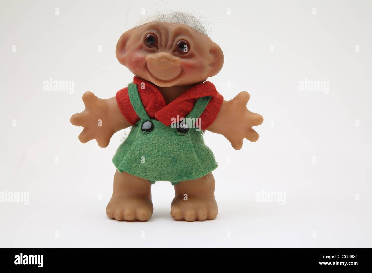1980er Jahre Dam Puppe (Troll) mit weißem geflochtenem Haar Stockfoto