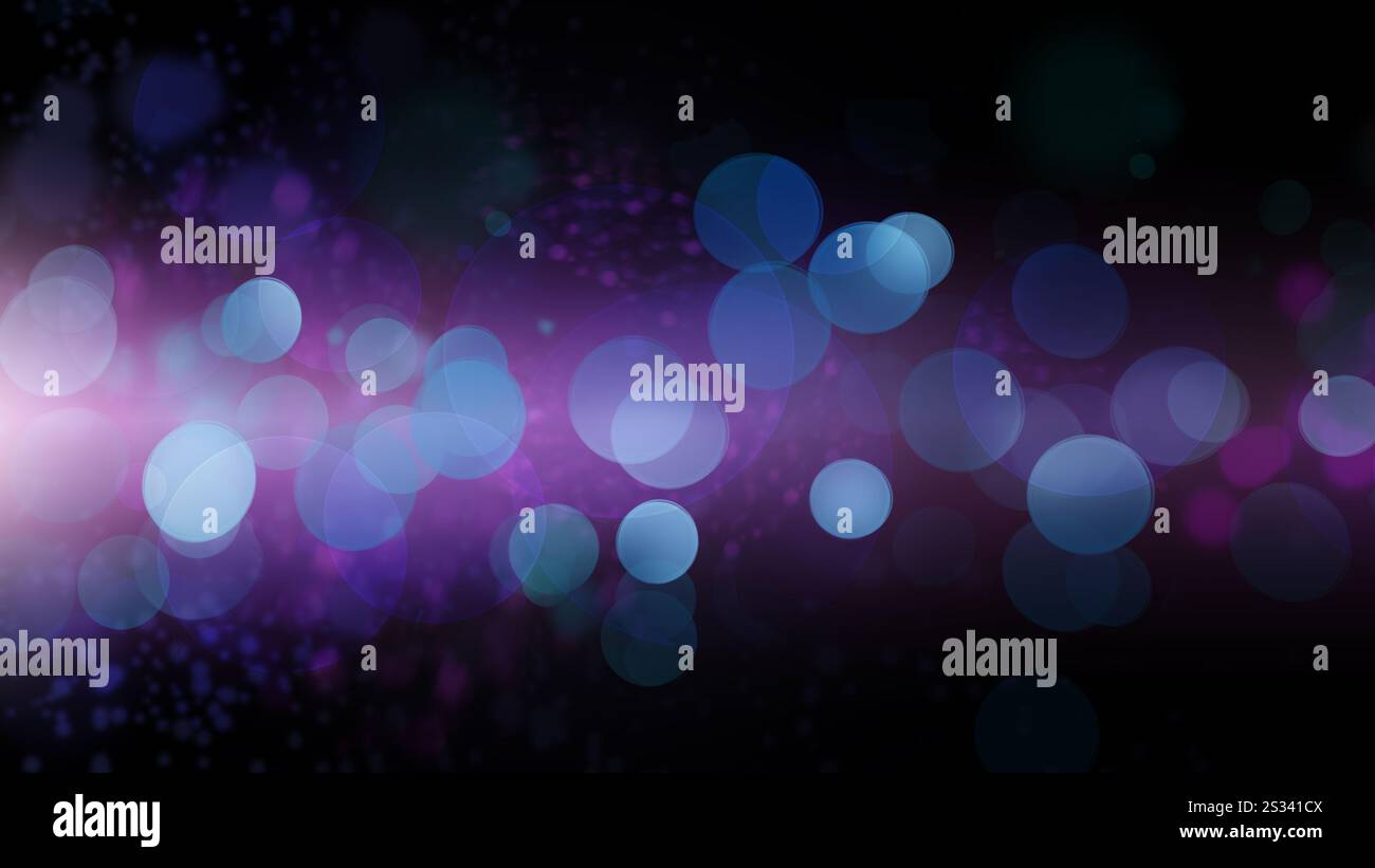 Unscharfe rosa und blaue Bokeh-Lichter auf schwarzem Hintergrund Stockfoto
