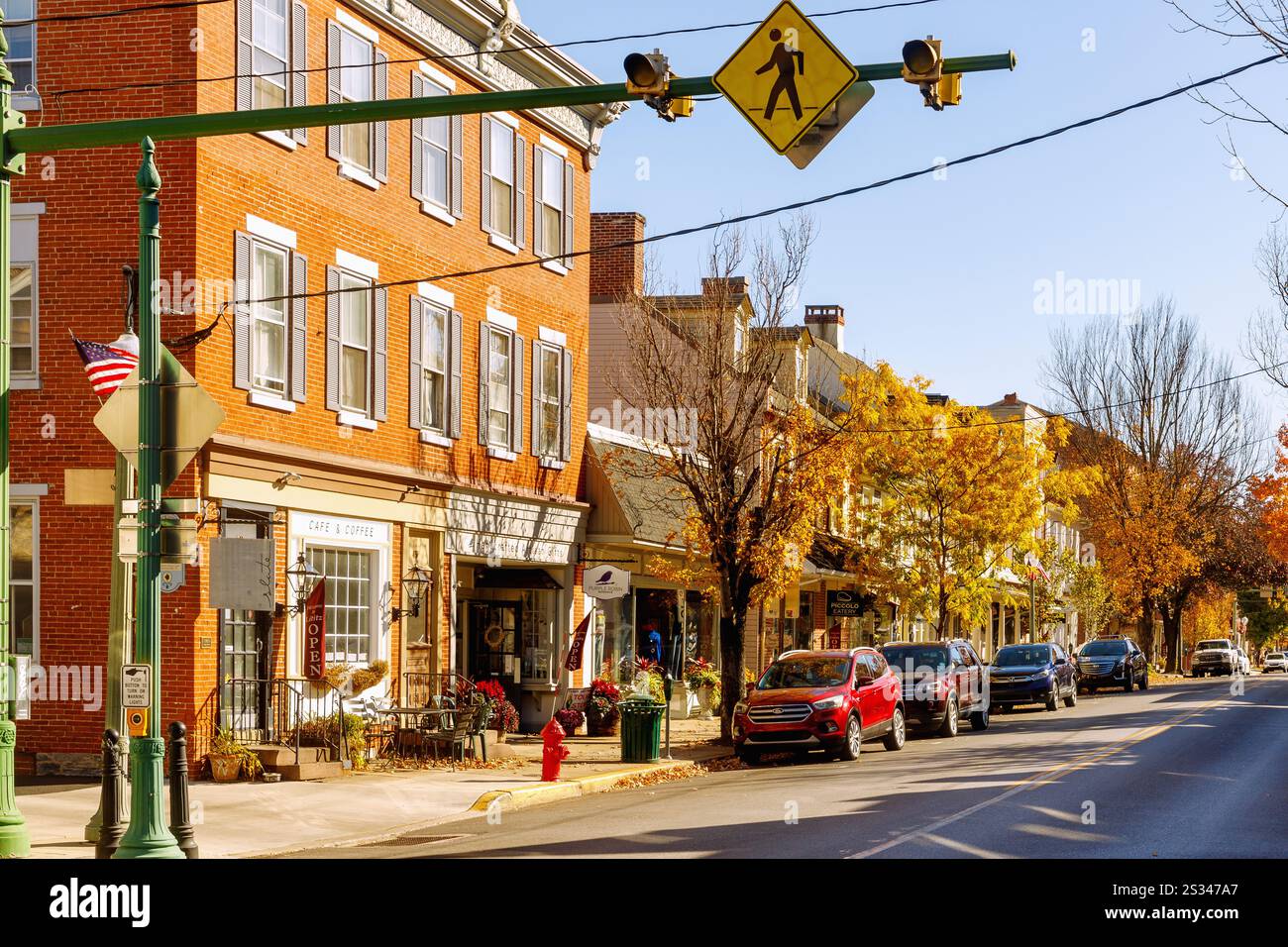 Main Street in Lititz im Pennsylvania Dutch Country, Lancaster County, Pennsylvania, USA Stockfoto