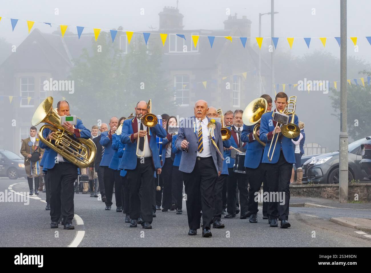 Selkirk Silver Band in Lauder, Scottish Borders, Schottland, aufgenommen am frühen Morgen vor dem Common Riding 2019. Stockfoto