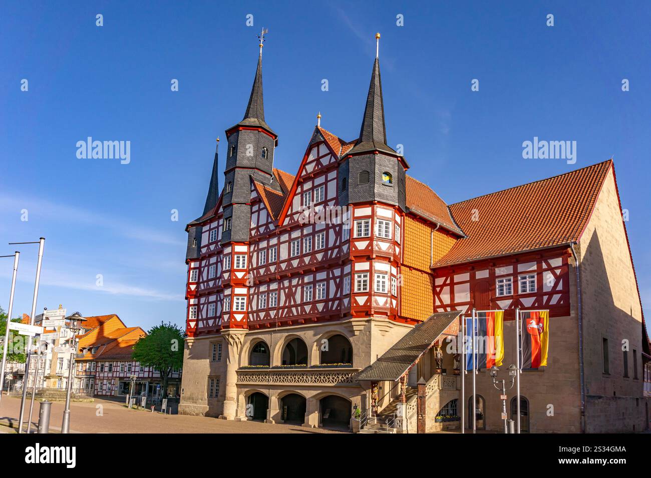Das FachwerkRathaus in Duderstadt, Niedersachsen Stockfoto