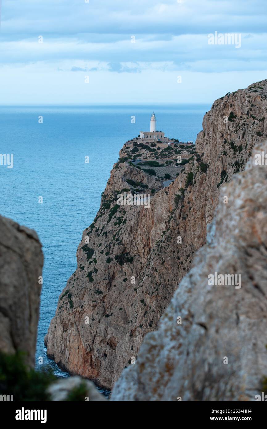 Leuchtturm am Cap Formentor, Serra de Tramuntana, Mallorca, Balearen, Mittelmeer, Spanien Stockfoto