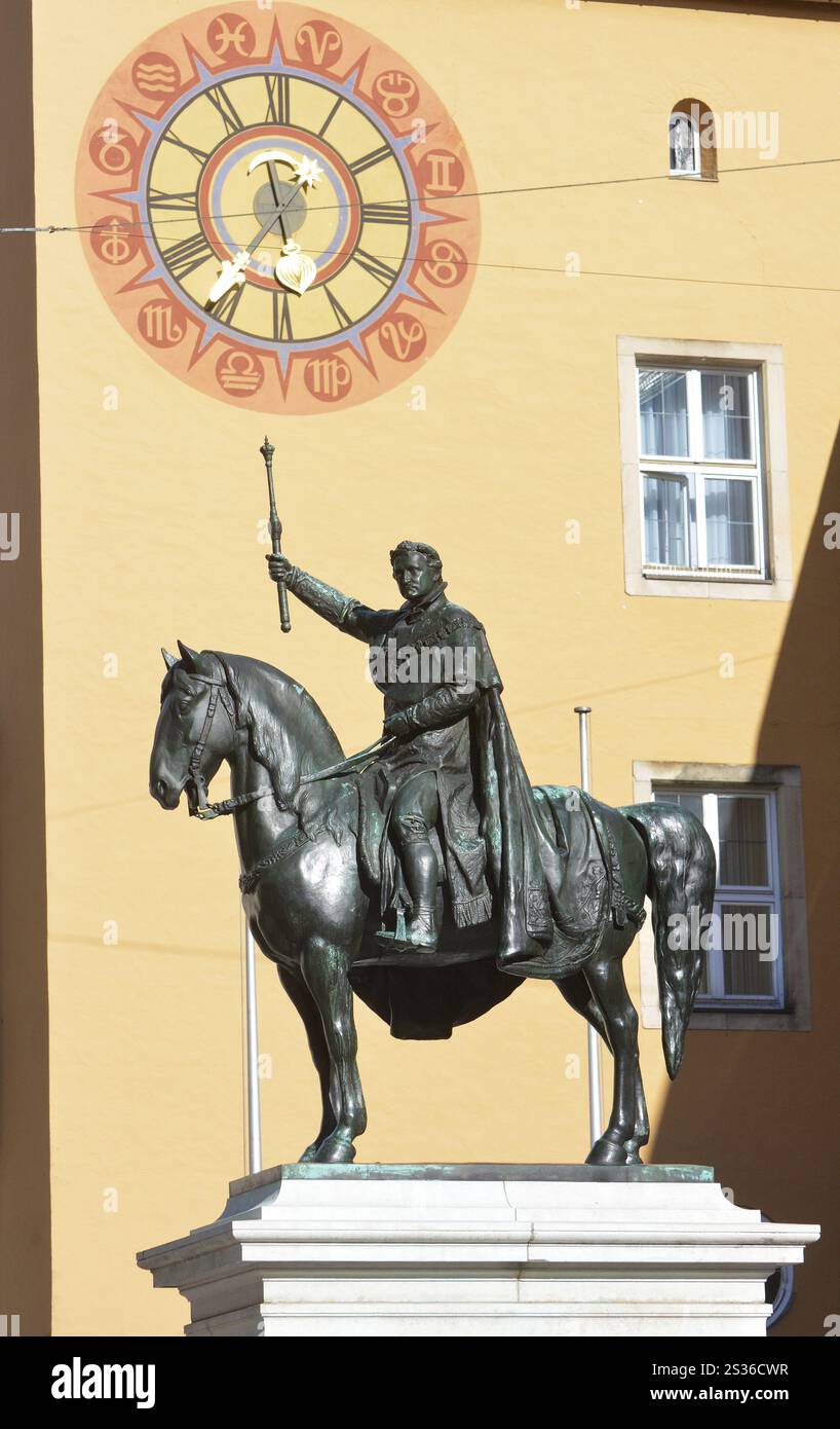 Skulptur Ludwigs I. König von Bayern in Regensburg Stockfoto