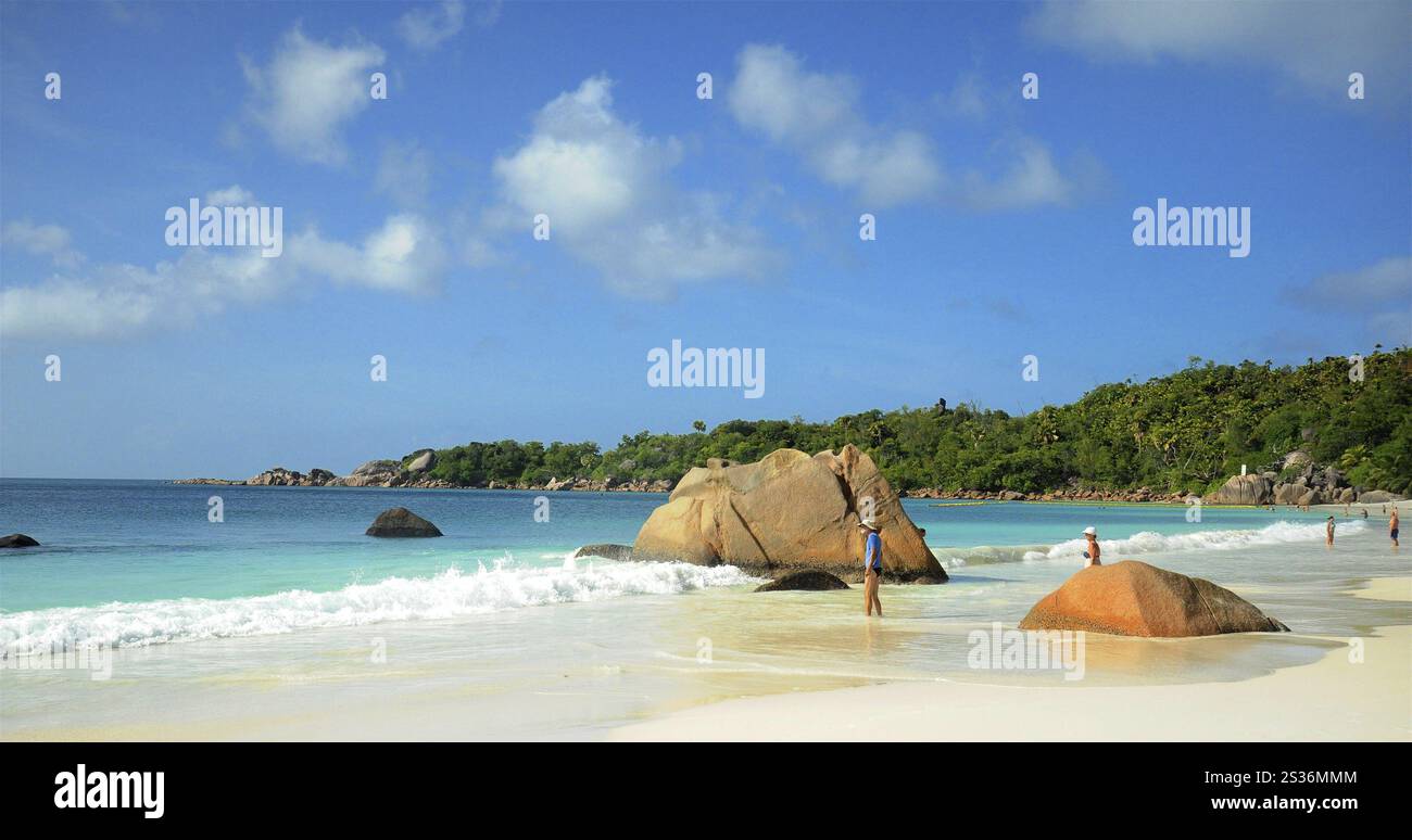 Seychellen Insel Praslin mit den berühmten Granitfelsen Stockfoto