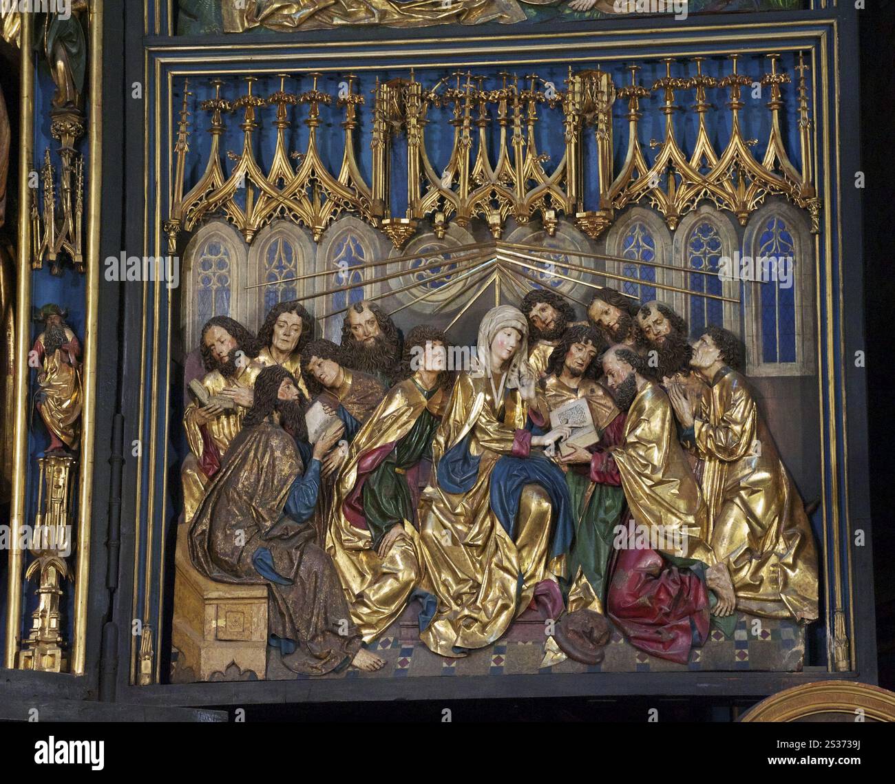 Teilansicht des Veit-Stoss-Altars in der Marienkirche in Krakau Stockfoto