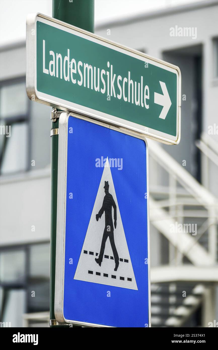 Staatliche Musikschulzeichen, Symbol für Bildung, Kultur, Musikalität, Richtungsstreit Österreich Stockfoto