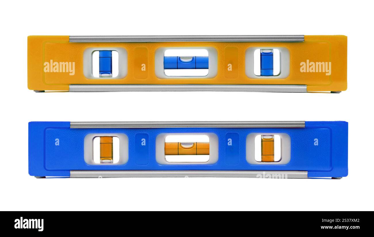 Blockebene mit isolierter Blase auf weiß. Blockebene mit Blase Stockfoto