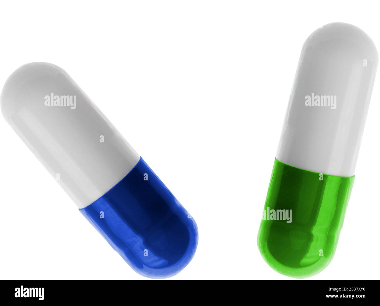 Medizinische Pillen isoliert auf weißem Hintergrund. Arzttabletten Stockfoto
