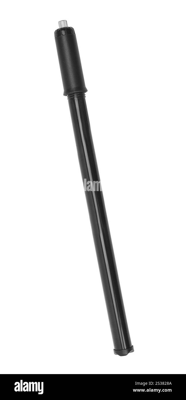 Schwarze Handluftpumpe isoliert auf weißem Hintergrund. Schwarze Handluftpumpe Stockfoto