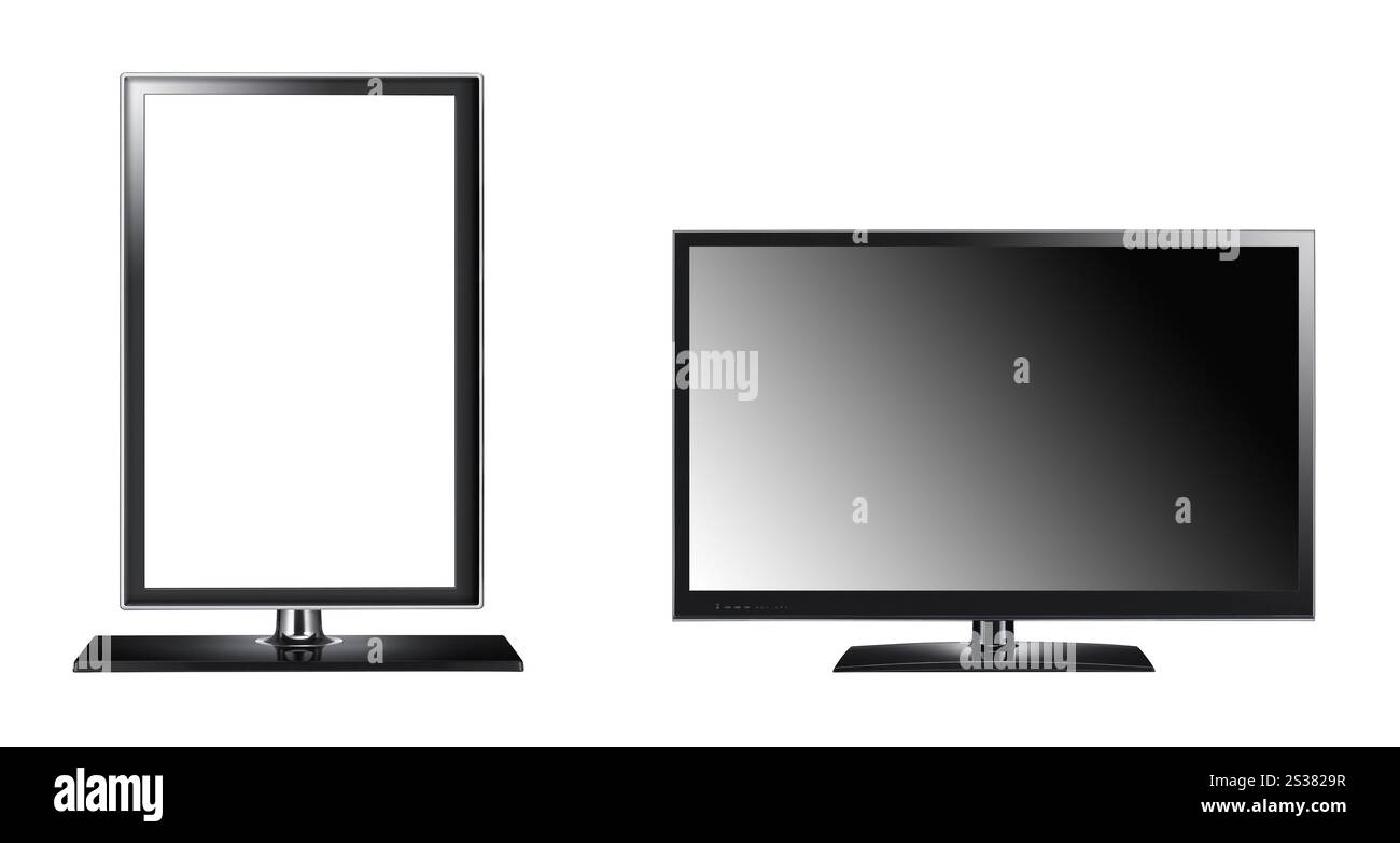 Flachbildfernseher isoliert auf weißem Hintergrund. Flachbildfernseher Stockfoto