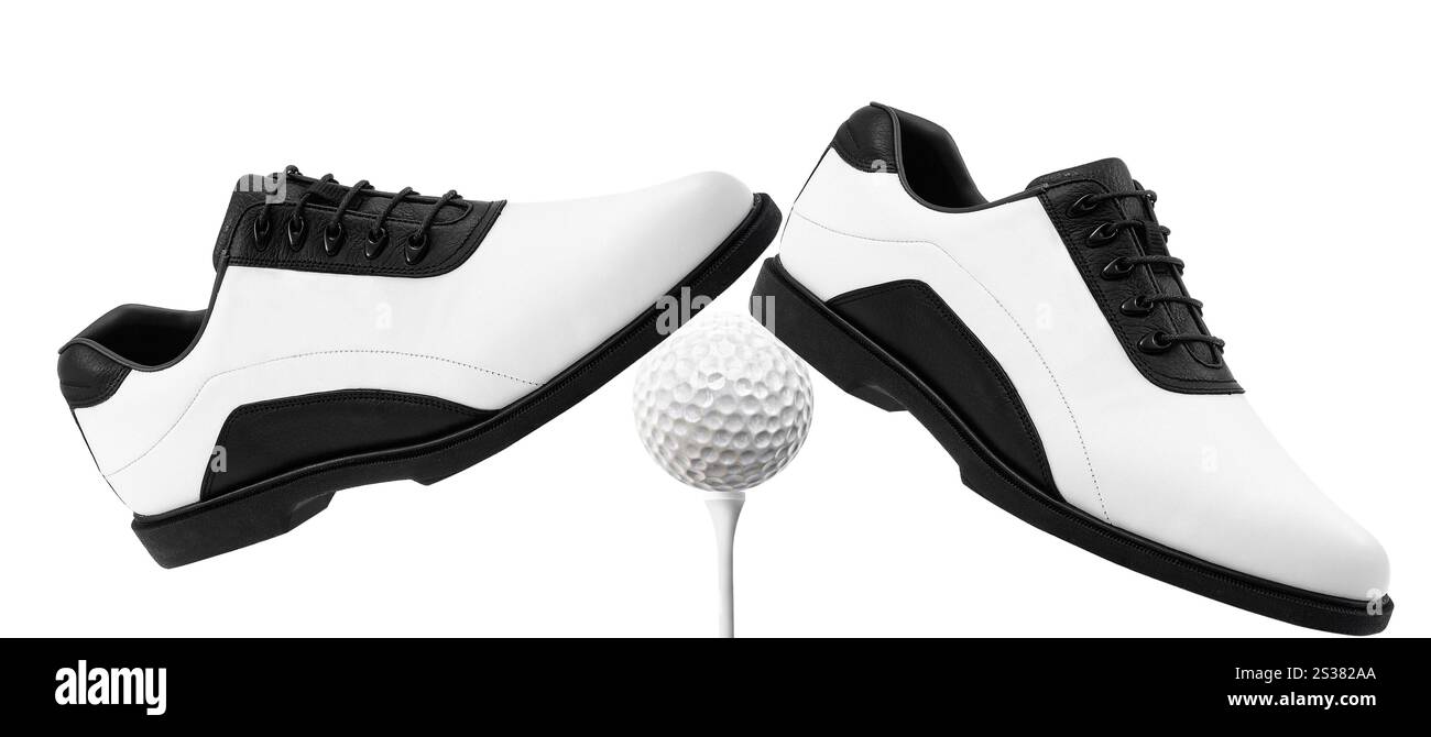 Golfschuh isoliert auf weißem Hintergrund. Golfschuh Stockfoto