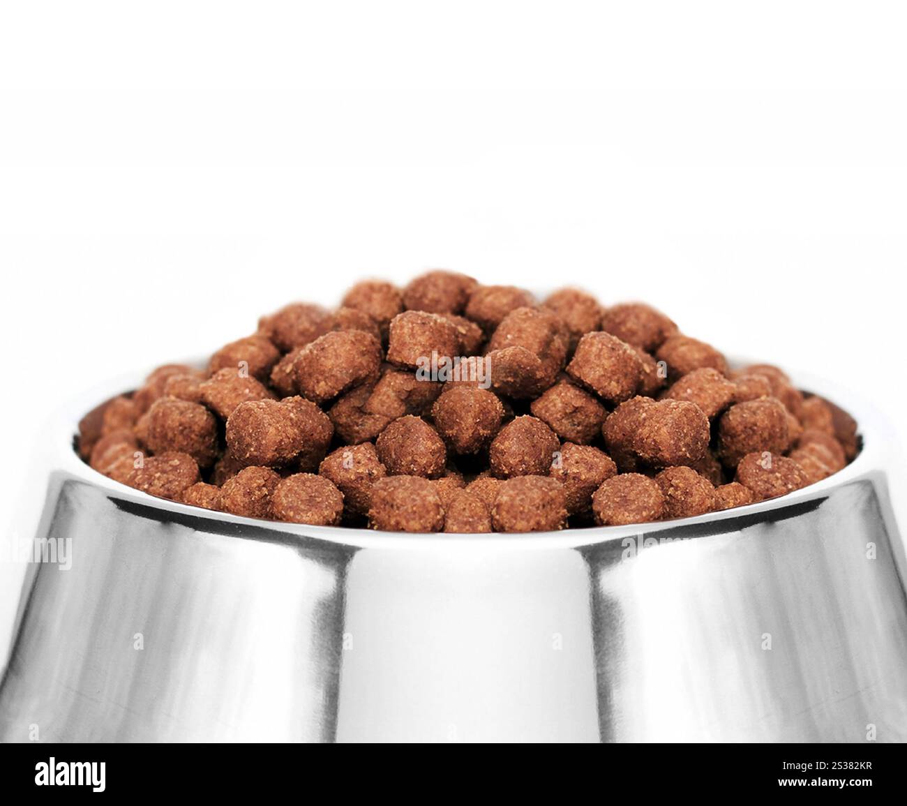 Hundefutter Nahaufnahme isoliert auf weißem Hintergrund. Hundefutter aus nächster Nähe Stockfoto