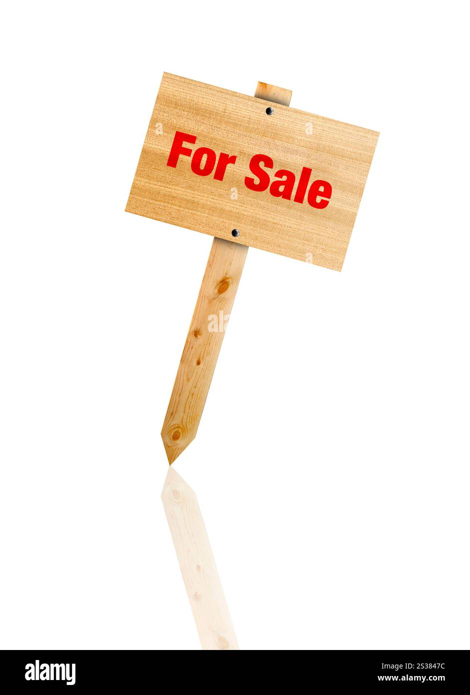 Hölzerne Fabrikschild Verkauf isoliert. Hölzerner Fabrikschild im Angebot Stockfoto