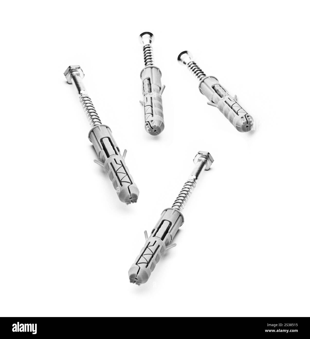 Metallschraube auf weißem Hintergrund. Metallschraube Stockfoto