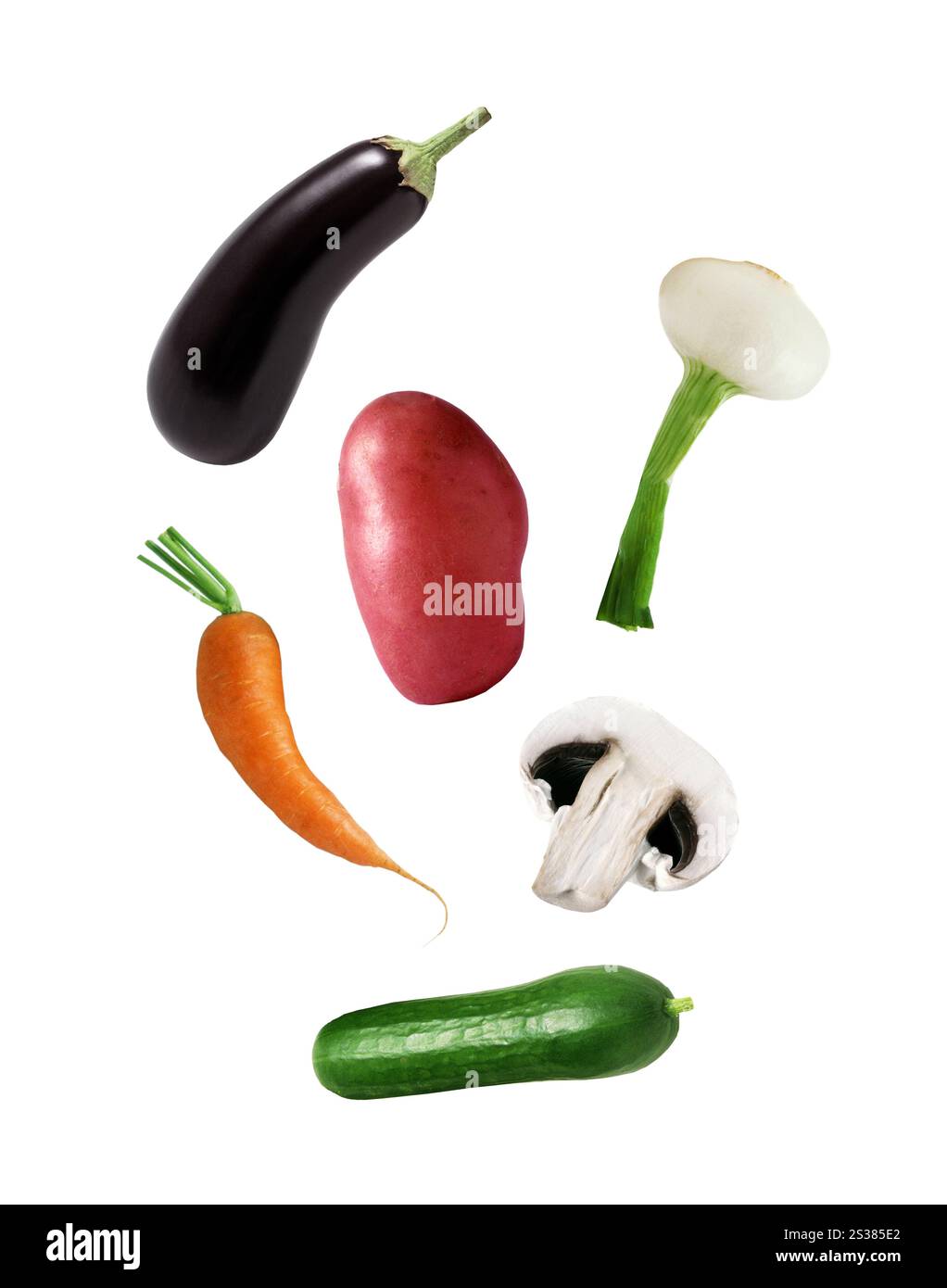 Gemischtes Gemüse isoliert auf weißem Hintergrund Stockfoto