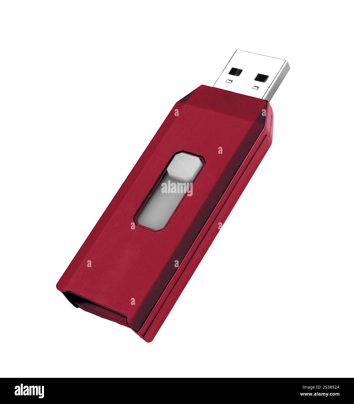 Flash-Laufwerk auf weißem Hintergrund isoliert. Flash-Laufwerk isoliert auf weiß Stockfoto