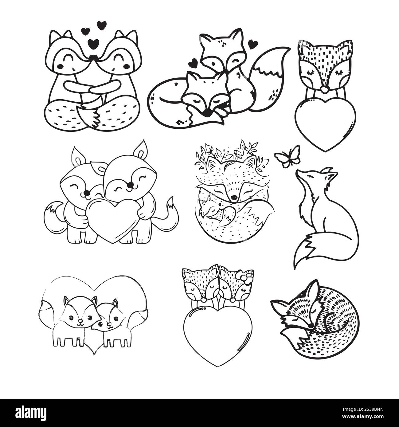 Aquarell Valentinstag niedliches Paar Fuchs Clipart, valentinstier Illustration für T-Shirts Stock Vektor