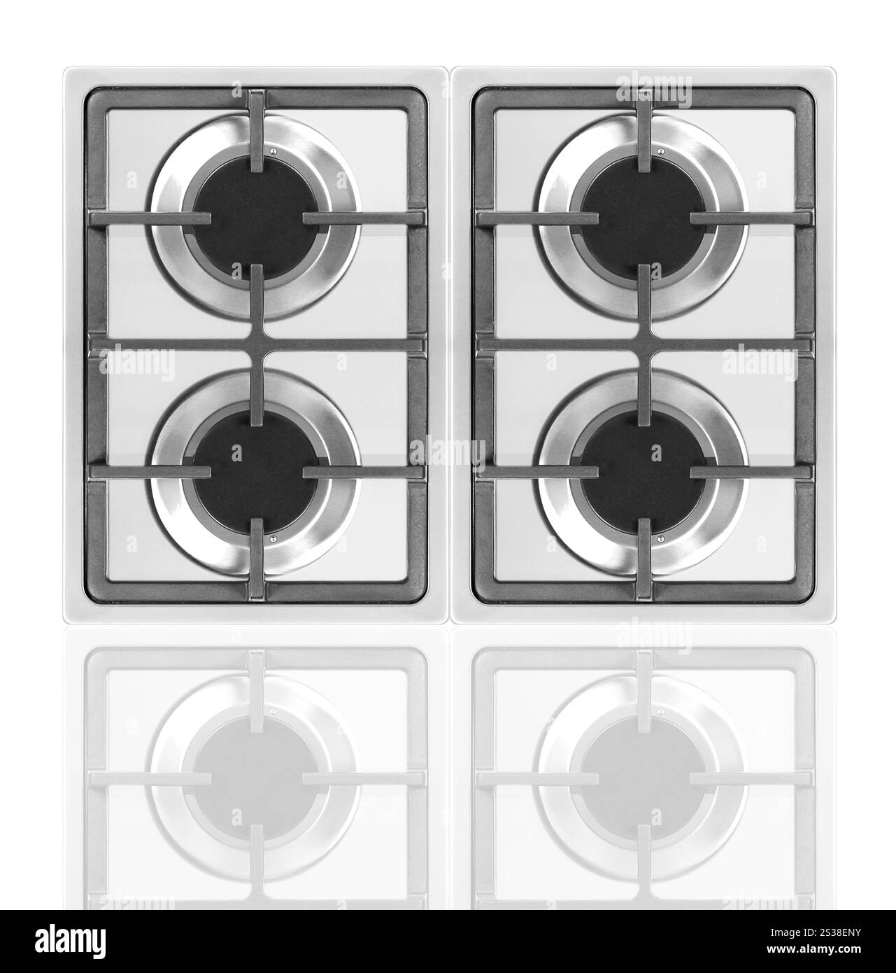 Edelstahlgas isoliert auf weißem Hintergrund. Edelstahlgas Stockfoto