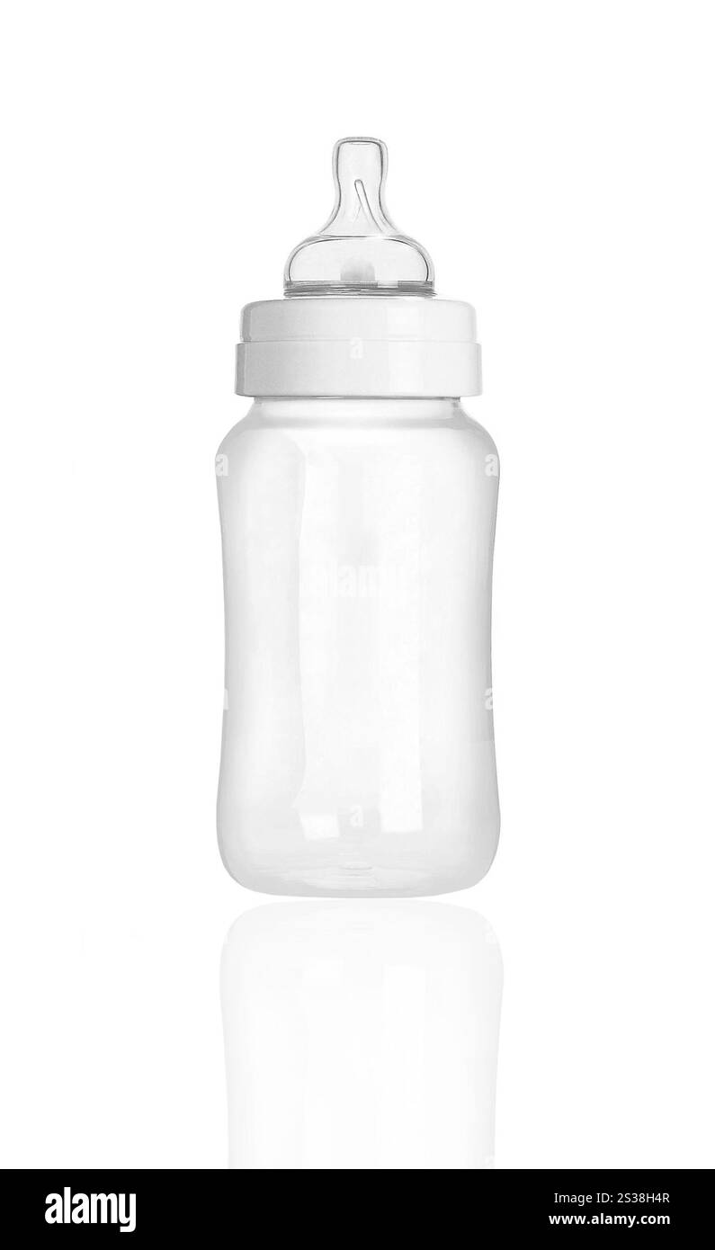 Babyflasche isoliert auf weißem Hintergrund. Babyflasche isoliert Stockfoto