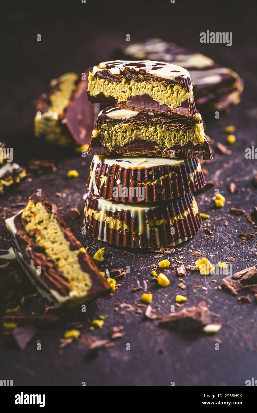 Hausgemachte Dubai Schokoladenpralinen Stockfoto