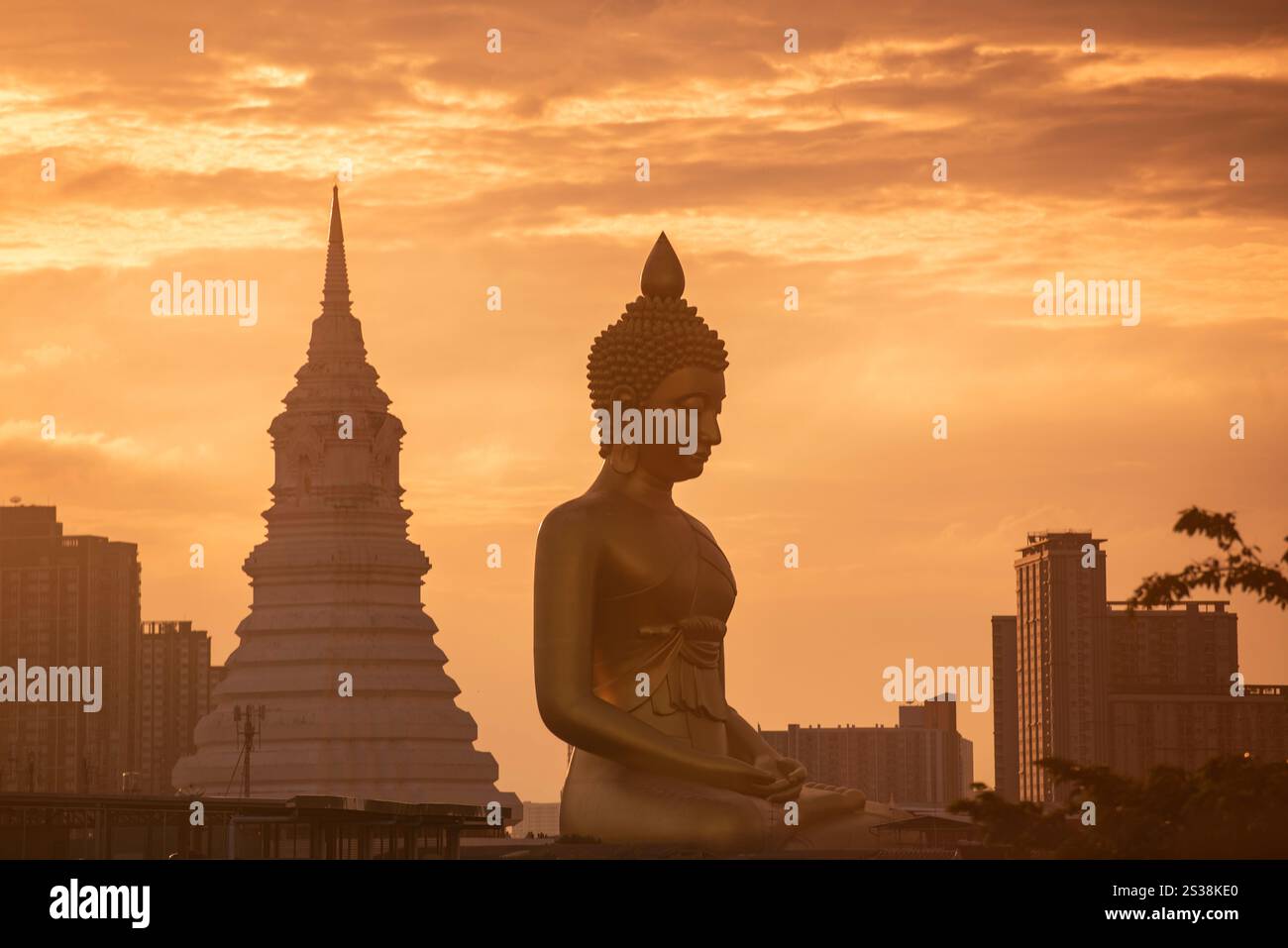 Ein Blick auf den Großen Buddha im Wat Paknam in Thonburi in der Stadt Bangkok in Thailand. Thailand, Bangkok, 4. Dezember 2023. THAILAND BANGKOK Stockfoto