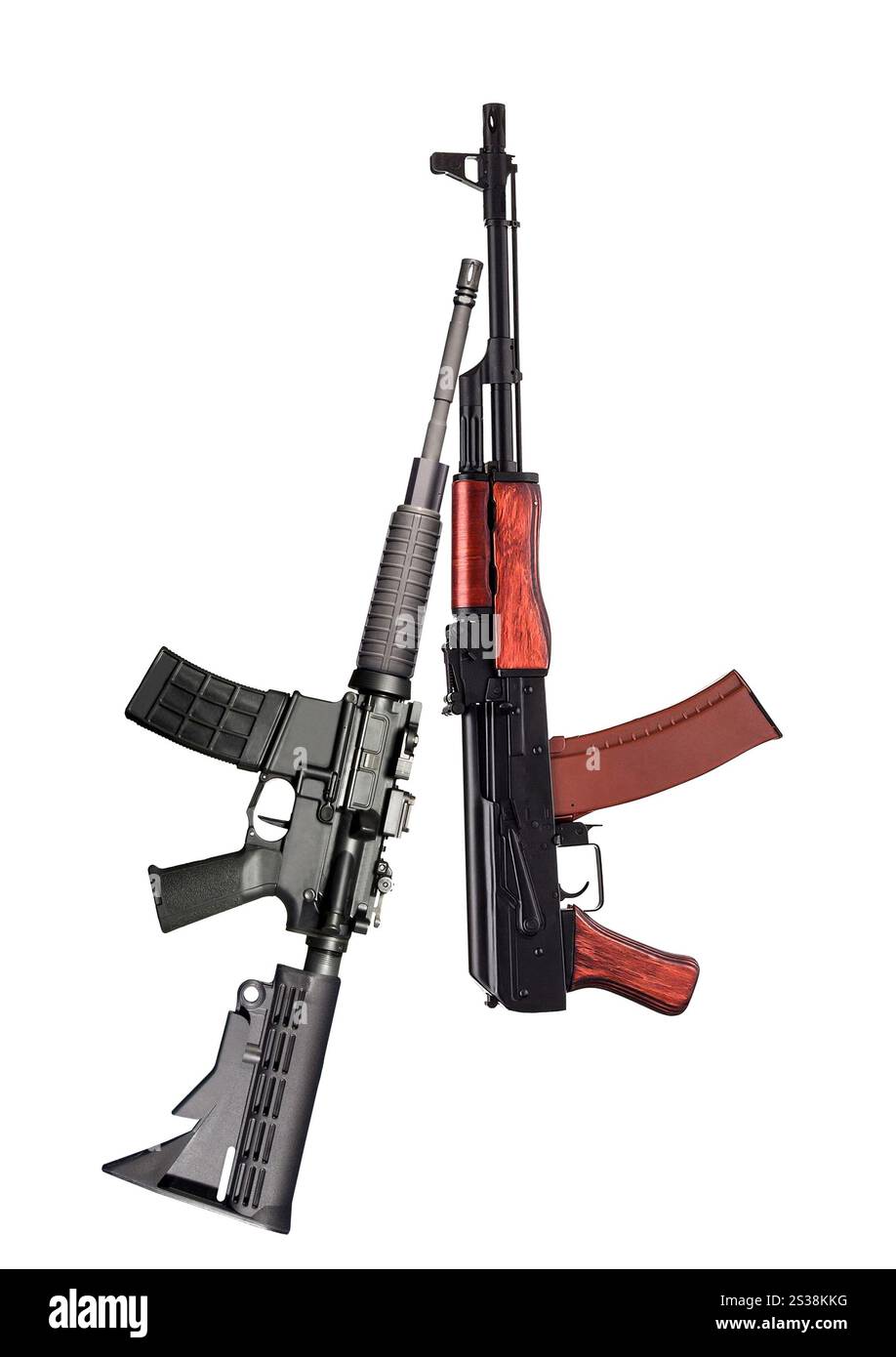 ak47 und m16 isoliert auf weißem Hintergrund Stockfoto