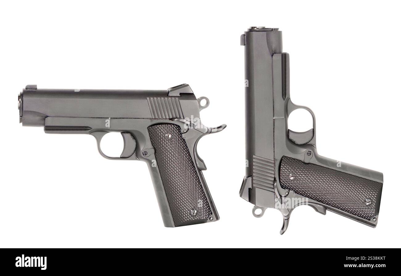 Pistolen isoliert auf weißem Hintergrund Stockfoto