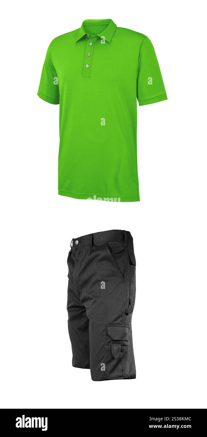 Hemd und Shorts auf weißem Hintergrund. Hemd und Shorts Stockfoto