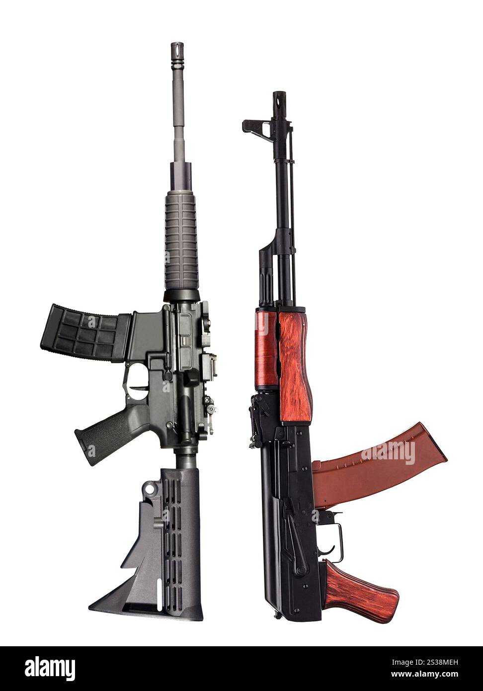 ak47 und m16 isoliert auf weißem Hintergrund Stockfoto