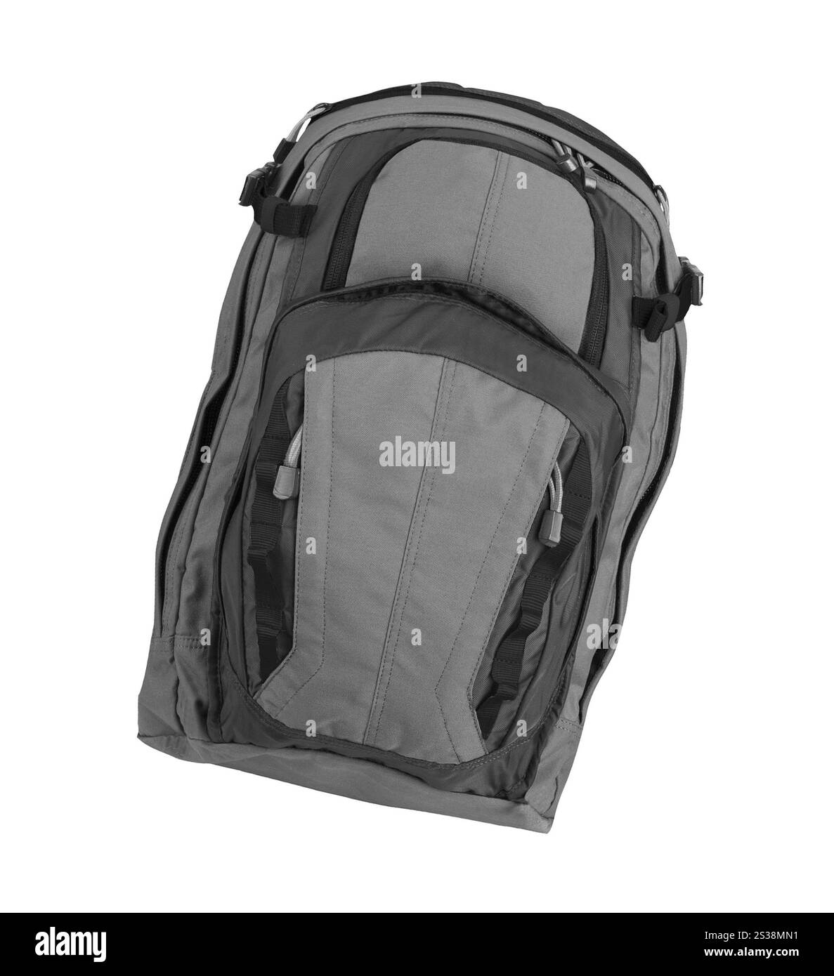 Schwarzer Rucksack isoliert auf weißem Hintergrund. Schwarzer Rucksack Stockfoto