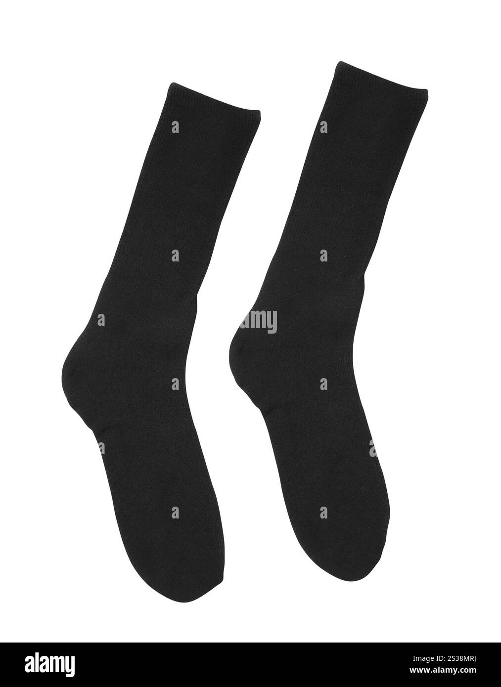 Schwarze Socken in Nahaufnahme auf weißem Hintergrund. Schwarze Socken in Nahaufnahme Stockfoto