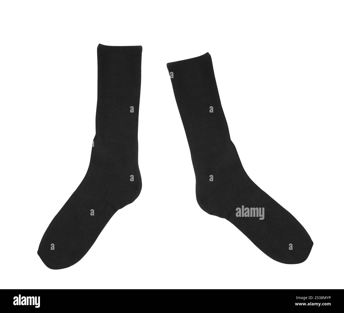 Schwarze Socken in Nahaufnahme auf weißem Hintergrund. Schwarze Socken in Nahaufnahme Stockfoto
