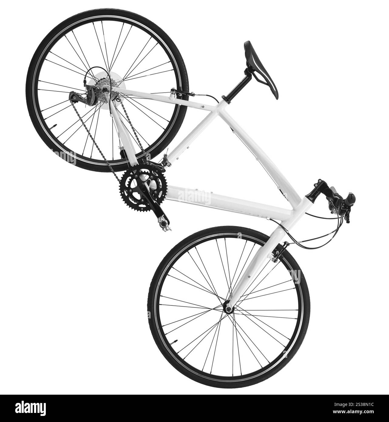 Ein Fahrrad isoliert auf weißem Hintergrund. Motorrad isoliert auf weiß Stockfoto Ein Fahrrad isoliert auf weißem Hintergrund. Motorrad isoliert auf weiß Stockfoto