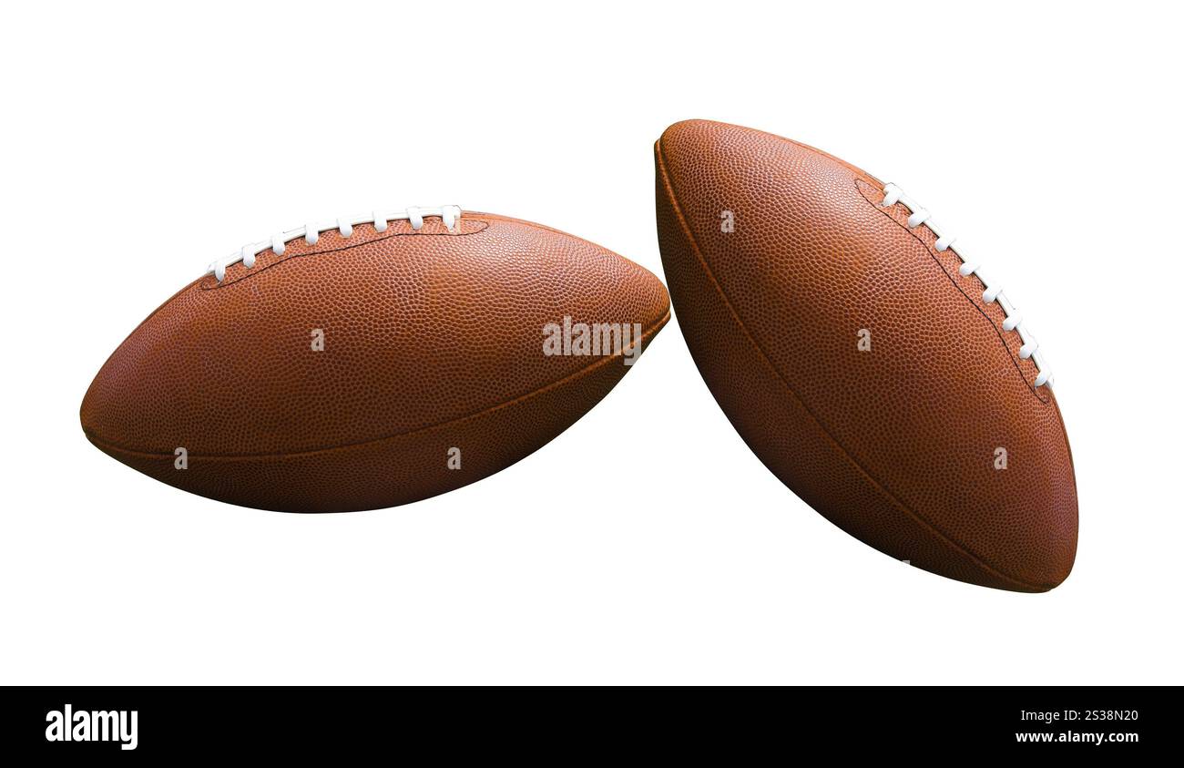 Rugbybälle isoliert auf weiß. Rugbybälle Stockfoto