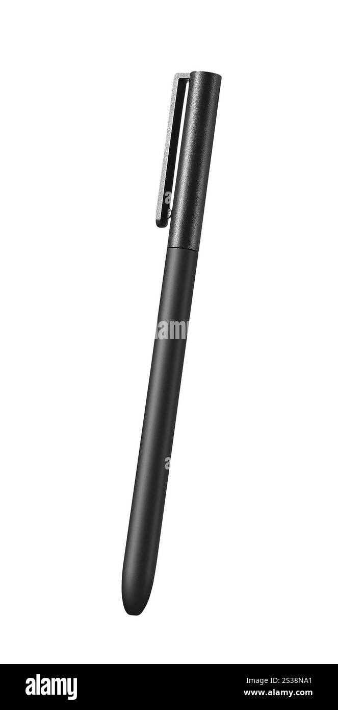 Nahaufnahme des schwarzen Stifts isoliert. Nahaufnahme des schwarzen Stifts Stockfoto