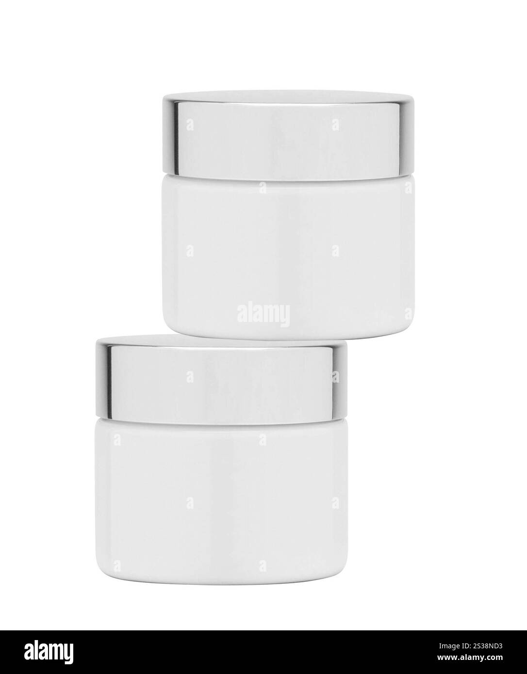 Cremebecher isoliert auf weißem Hintergrund. Creme isoliert Stockfoto