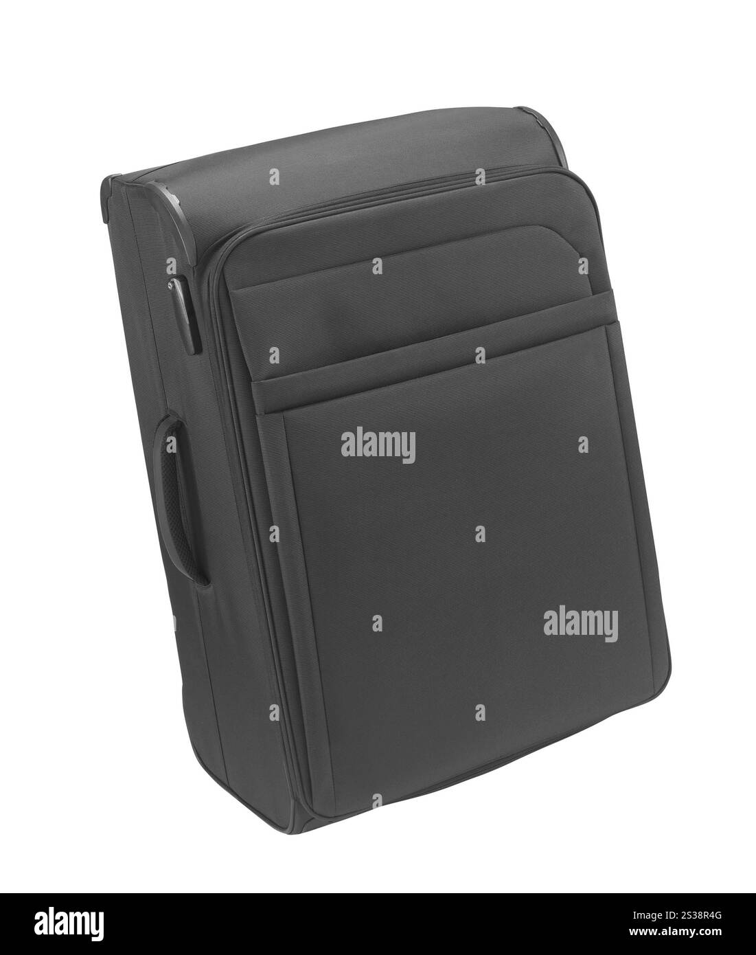 Blauer großer Koffer isoliert auf weißem Hintergrund. Blauer großer Koffer Stockfoto