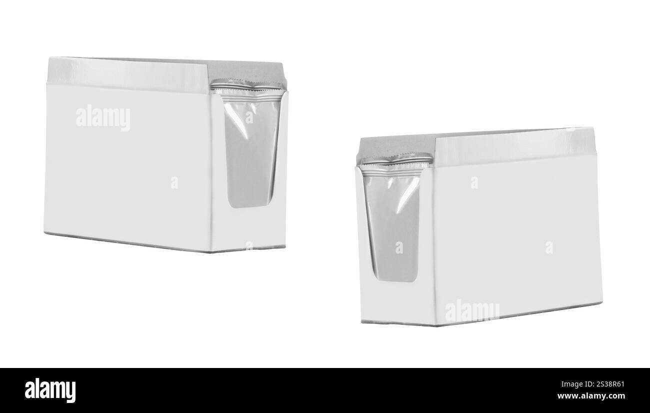 Nahaufnahme eines weißen Kästchens auf weißem Hintergrund. Nahaufnahme einer weißen Box Stockfoto