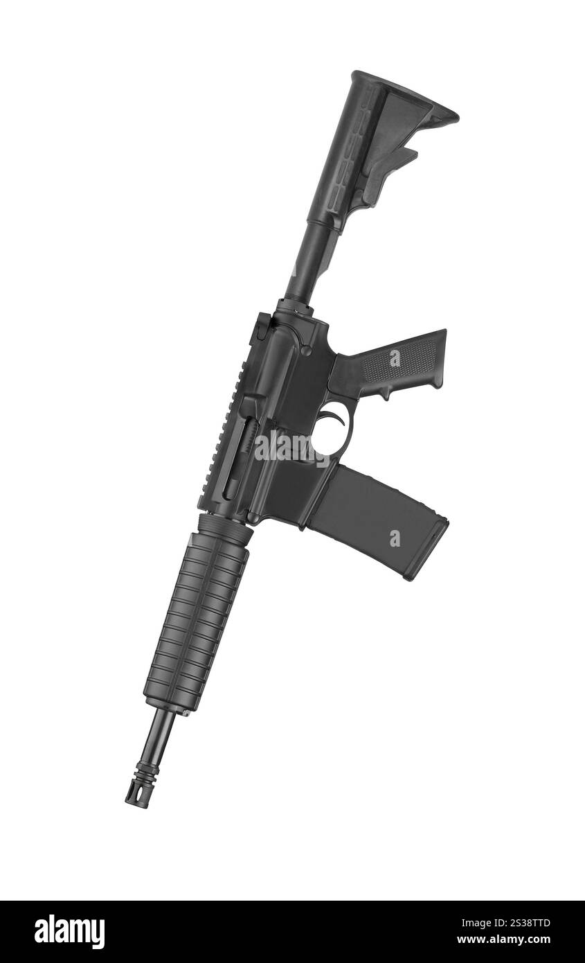 Special forces Gewehr M 4 auf weißem Hintergrund Stockfoto