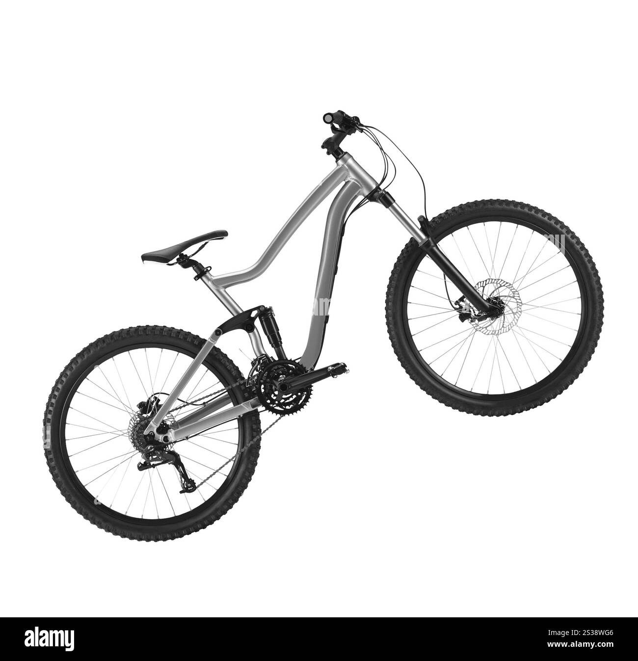 Hardtail-Mountainbike isoliert auf weißem Hintergrund Stockfoto
