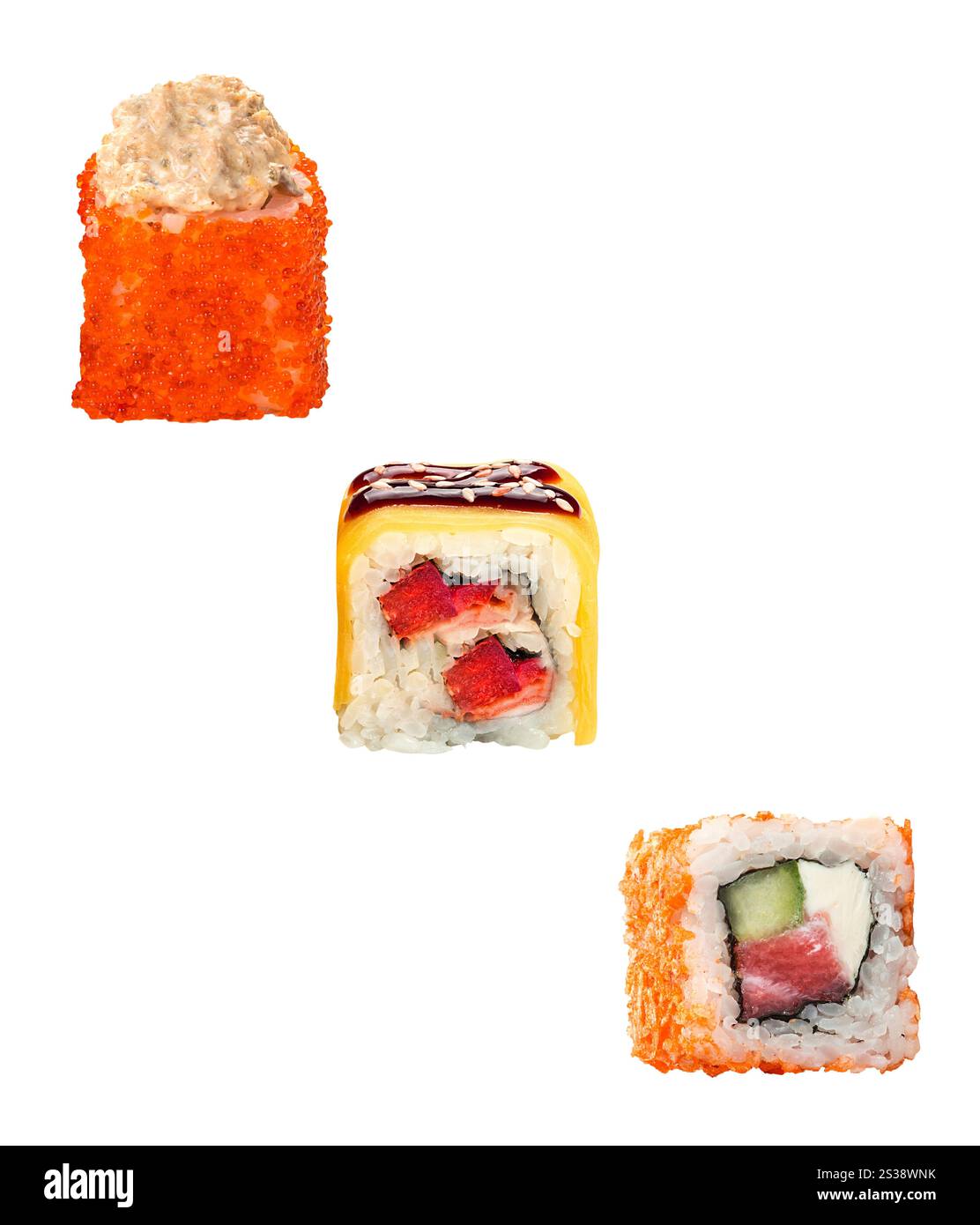Sushi isoliert auf weißem Hintergrund Stockfoto