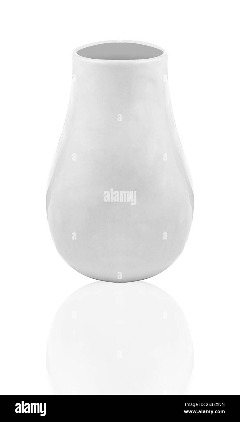 Weiße Vase isoliert auf weißem Hintergrund. Weiße Vase isoliert Stockfoto