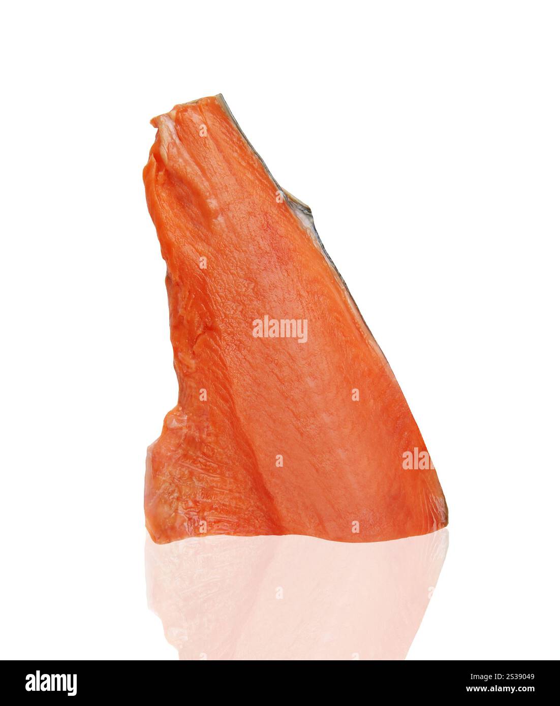 Frisches Lachsfilet auf weißem Hintergrund Stockfoto