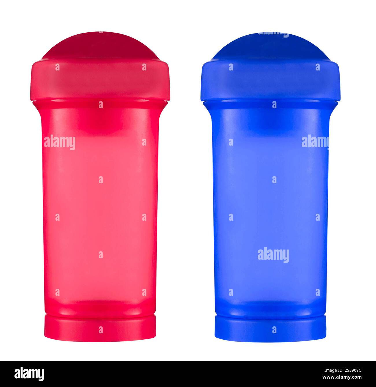 Rote Sportwasserflasche, isoliert auf weiß Stockfoto